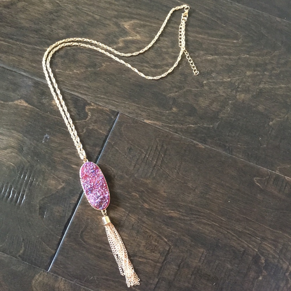 Purple Druzy Statement Necklace